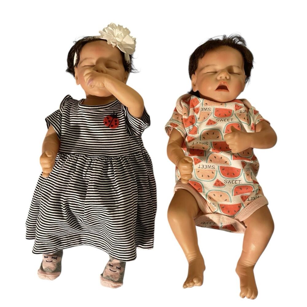 18" Sleeping Boy or Girl Twins Doll Reborn Baby Full Body Silicone Toddler Toy